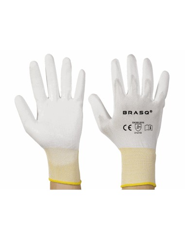 Werkhandschoen Polyester met PU coating WIT